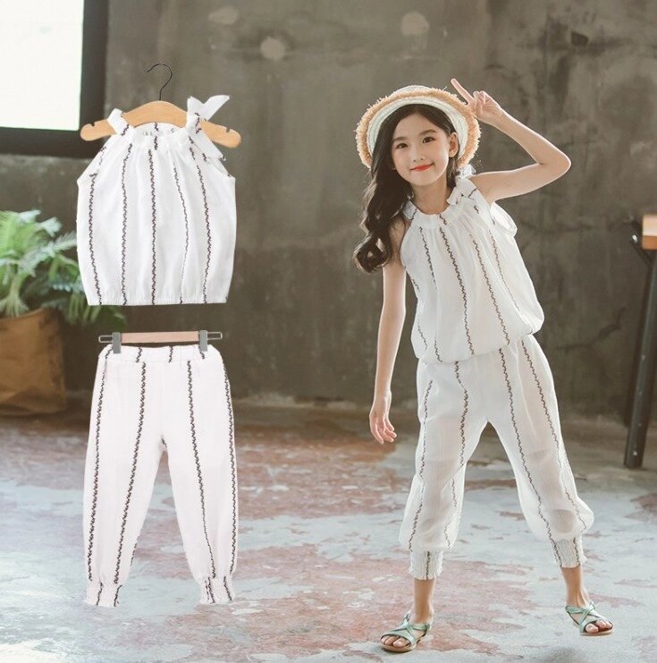 Літній костюм для дівчинка білий 3987, розмір 130 від компанії Shock km ua - фото 1