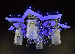 Люстра стельова Космос з кольоровим LED підсвічуванням та авто відключенням з пультом 25288 Чорний 19х52х52 см.