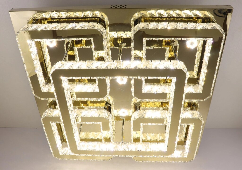 Люстра стельова кришталева LED з пультом 25664 Золото 17х80х80 см. від компанії Shock km ua - фото 1