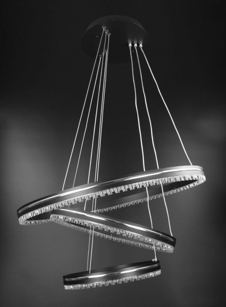 Люстра стельова LED з пультом A55060/3P-bk-ch Чорний 50-140х60х60 см. від компанії Shock km ua - фото 1