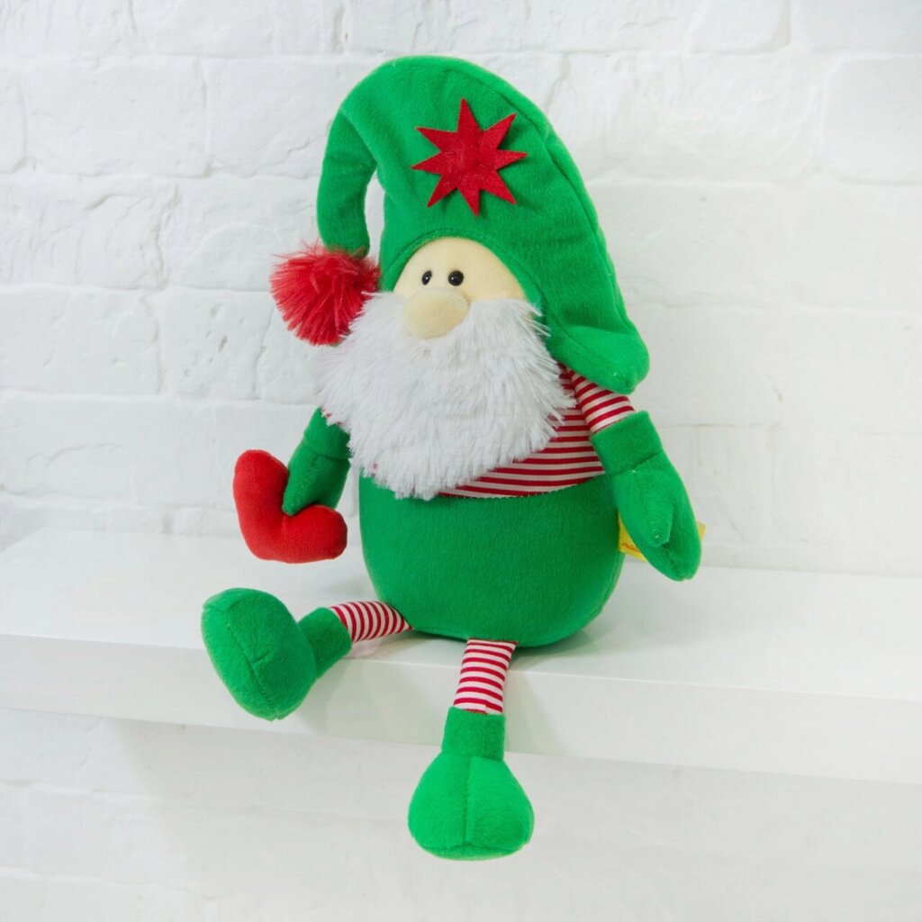 М'яка іграшка Kidsqo гномик Санта з серцем 32см зелено-червоний (KD625) від компанії Shock km ua - фото 1