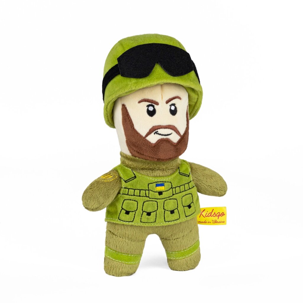 М'яка іграшка KidsQo солдат ЗСУ з бородою 25см (KD704) від компанії Shock km ua - фото 1
