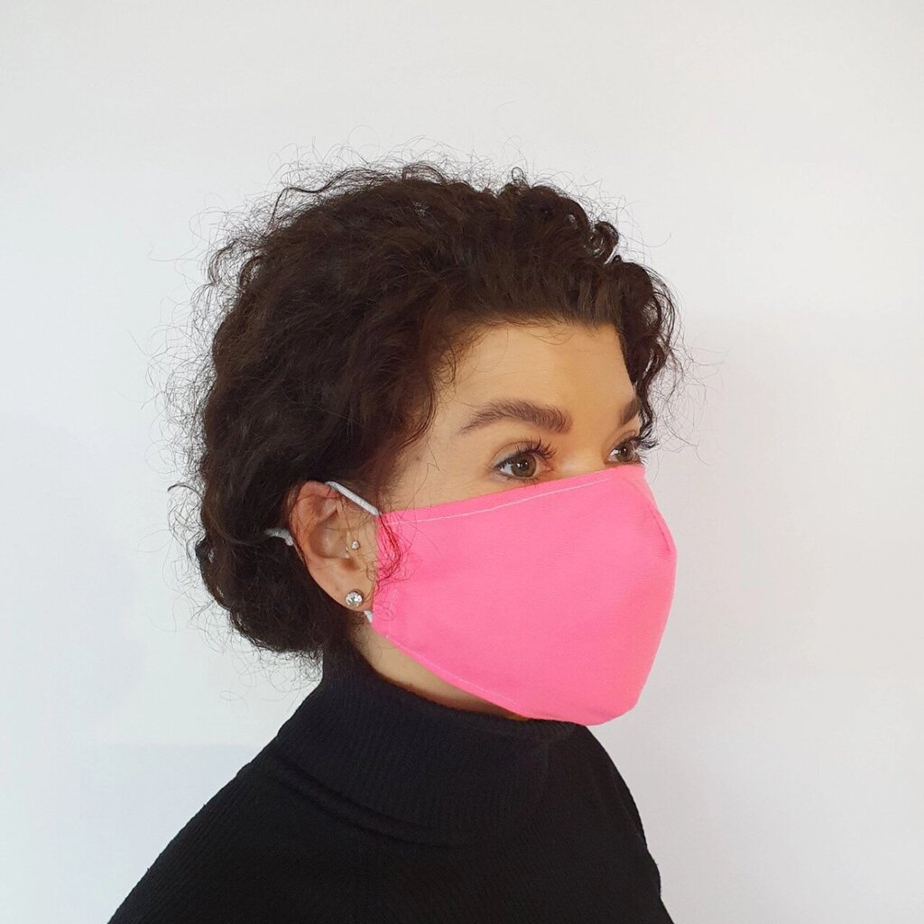 Маска захисна на обличчя багаторазова 2х шарова рожева (М2005) від компанії Shock km ua - фото 1