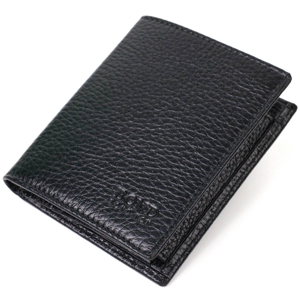 Мініатюрний чоловічий гаманець з натуральної шкіри BOND 21992 Чорний від компанії Shock km ua - фото 1
