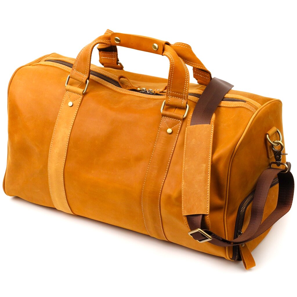 Містка дорожня сумка з натуральної вінтажної шкіри Vintage 22140 Світло-коричнева від компанії Shock km ua - фото 1