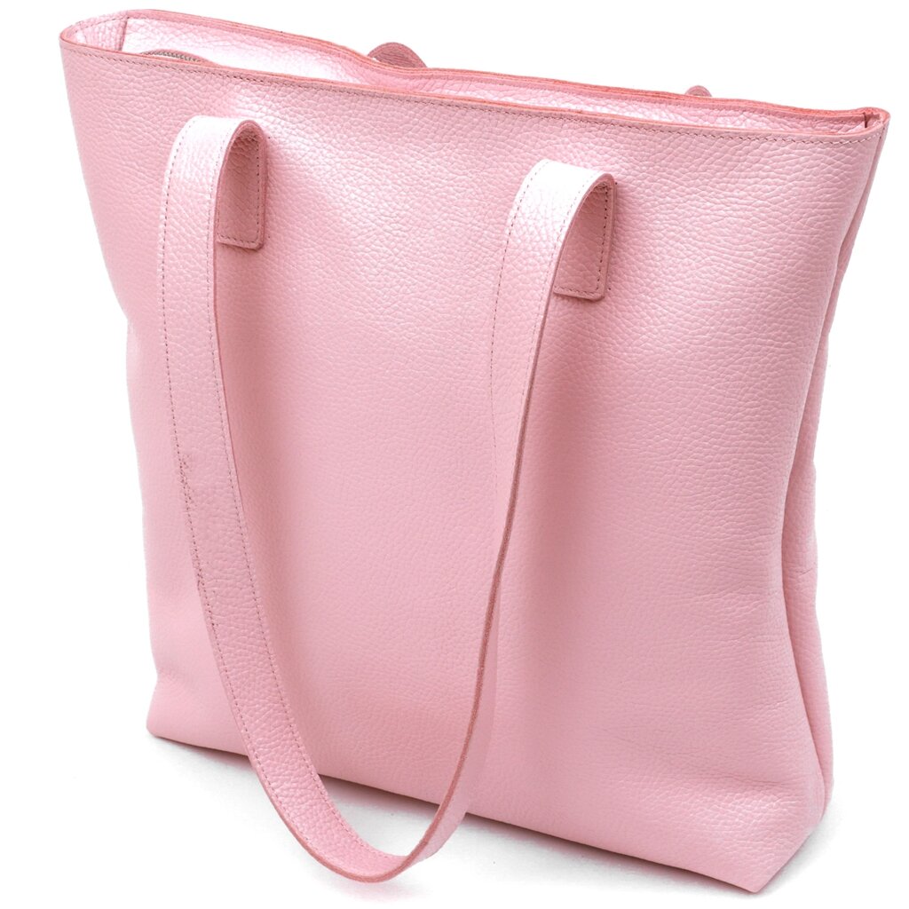 Містка шкіряна жіноча сумка-шоппер Shvigel 16356 Рожевий від компанії Shock km ua - фото 1