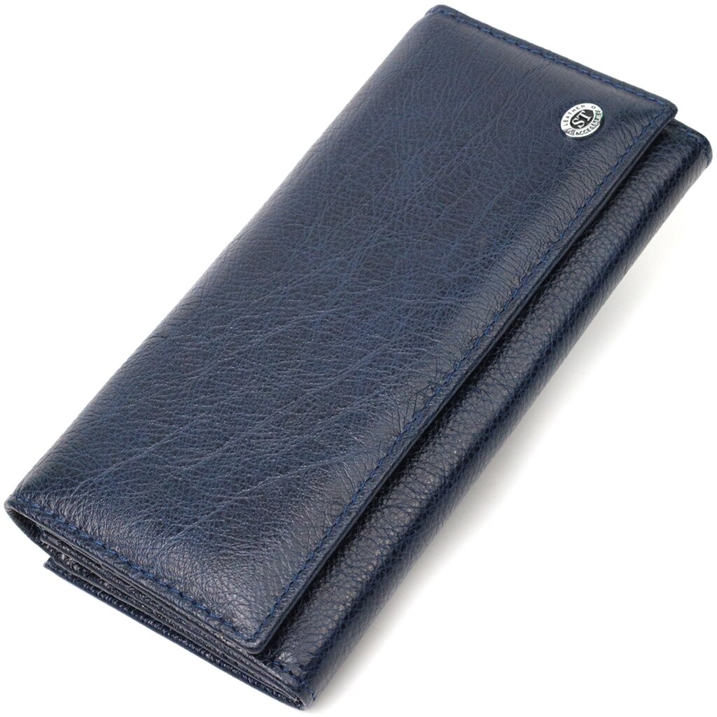 Місткий жіночий гаманець із натуральної шкіри ST Leather 19426 Синій від компанії Shock km ua - фото 1