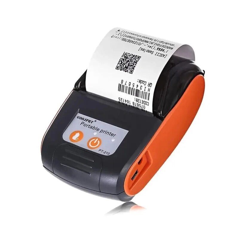Мобільний термопринтер чеків для смартфона bluetooth Goojprt PT-210, pos принтер, помаранчевий від компанії Shock km ua - фото 1