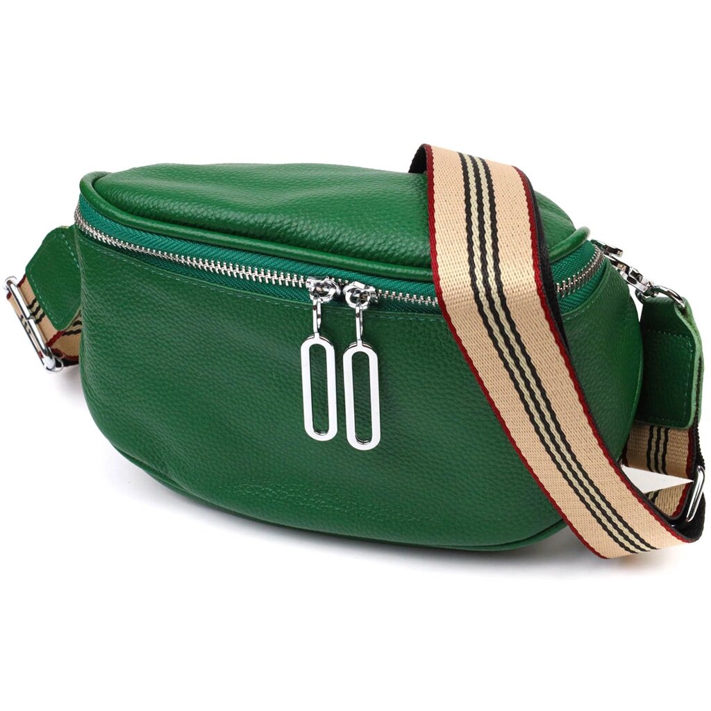 Модна жіноча сумка через плече з натуральної шкіри 22124 Vintage Зелена від компанії Shock km ua - фото 1