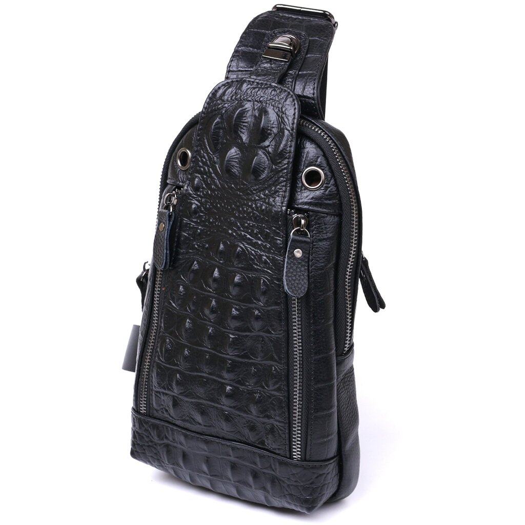 Молодіжна шкіряна чоловіча сумка через плече Vintage 20671 Чорний від компанії Shock km ua - фото 1