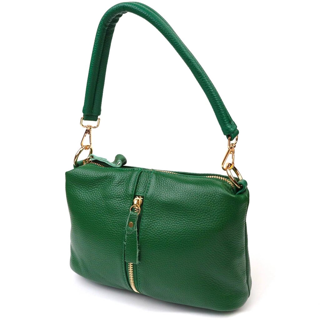 Молодіжна сумка через плече з натуральної шкіри 22097 Vintage Зелена від компанії Shock km ua - фото 1