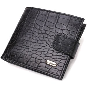 Чоловічий оригінальний гаманець горизонтального формату з натуральної шкіри з тисненням під крокодила CANPELLINI 21768