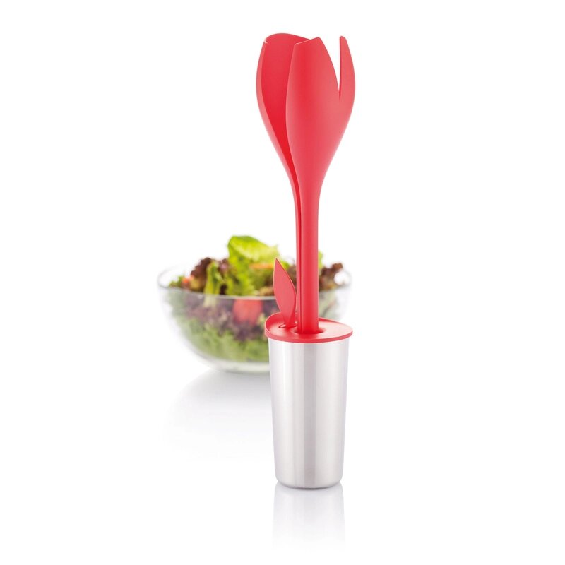 Набір для салату Tulip, сріблясто-червоний від компанії Shock km ua - фото 1