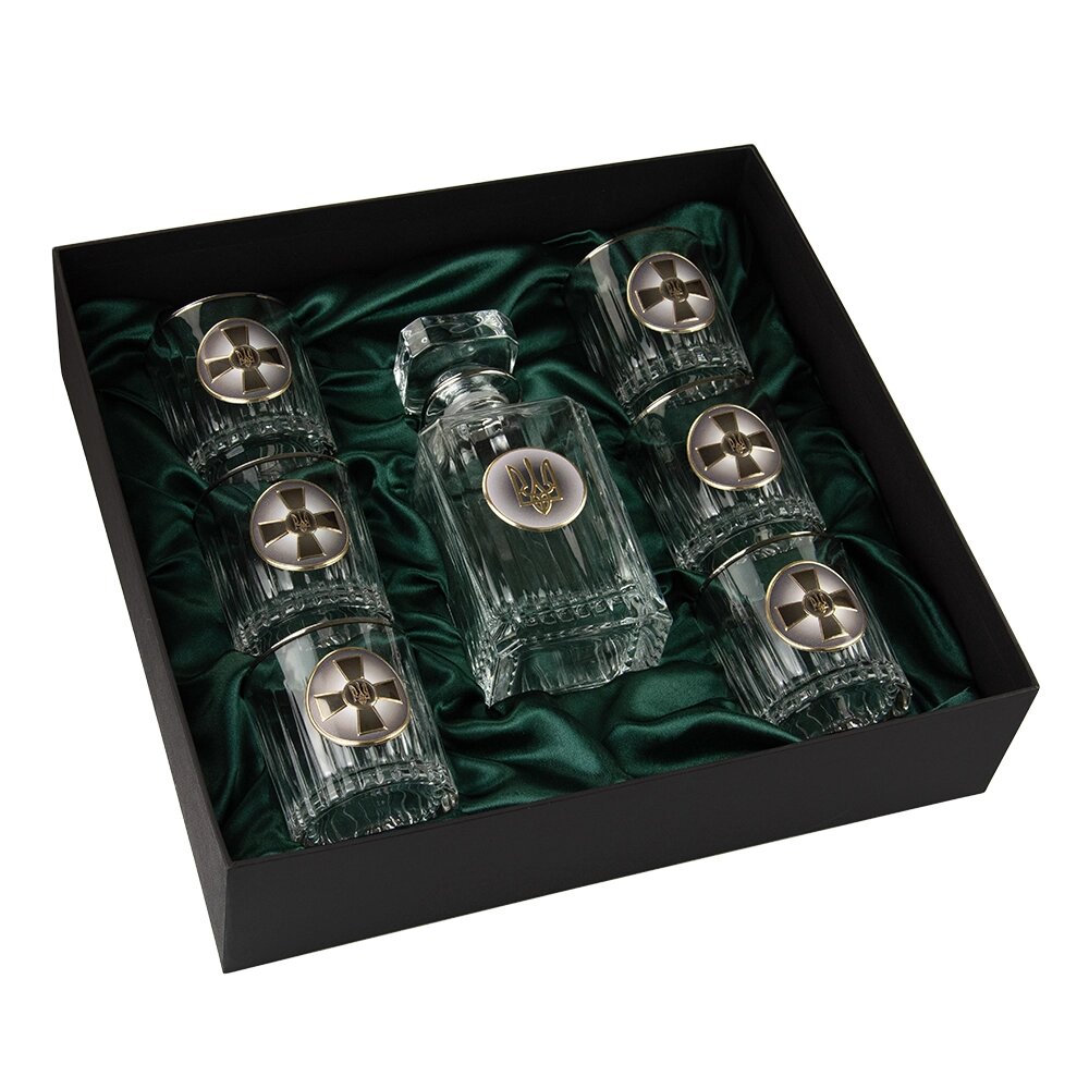 Набір для віскі "ЗСУ" 7 предметів Boss Crystal, графін, 6 келихів від компанії Shock km ua - фото 1