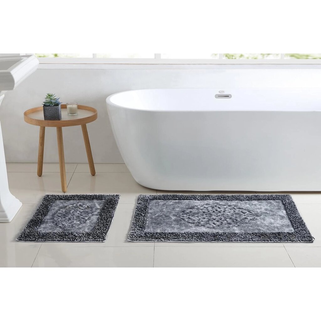 Набір килимків для ванної Arya Tiffany AR-A107214-Gray 2 предмета сірий від компанії Shock km ua - фото 1
