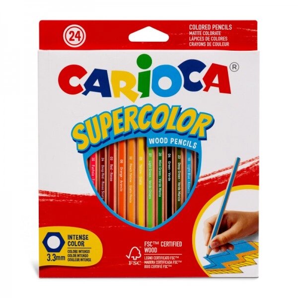 Набір кольорових олівців Carioca 43393 24 кольори від компанії Shock km ua - фото 1