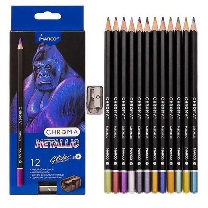 Набір кольорових олівців Marco Chroma 1033-12CB 12 кольорів від компанії Shock km ua - фото 1
