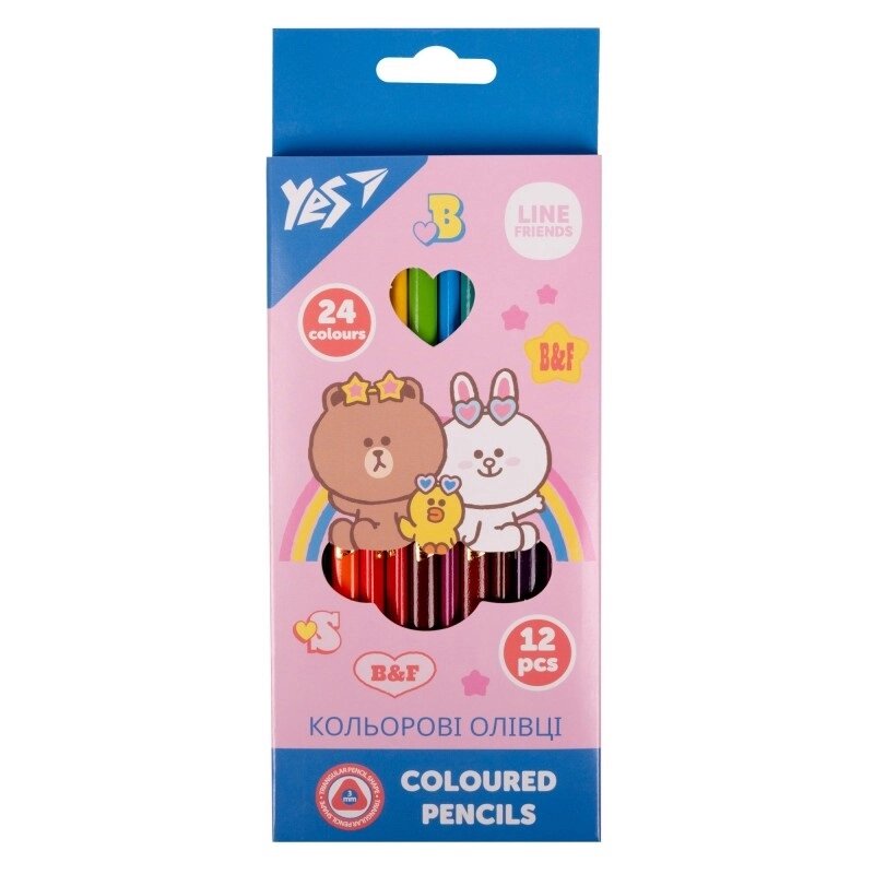 Набір кольорових олівців YES Line Friends 290713 24 кольори від компанії Shock km ua - фото 1