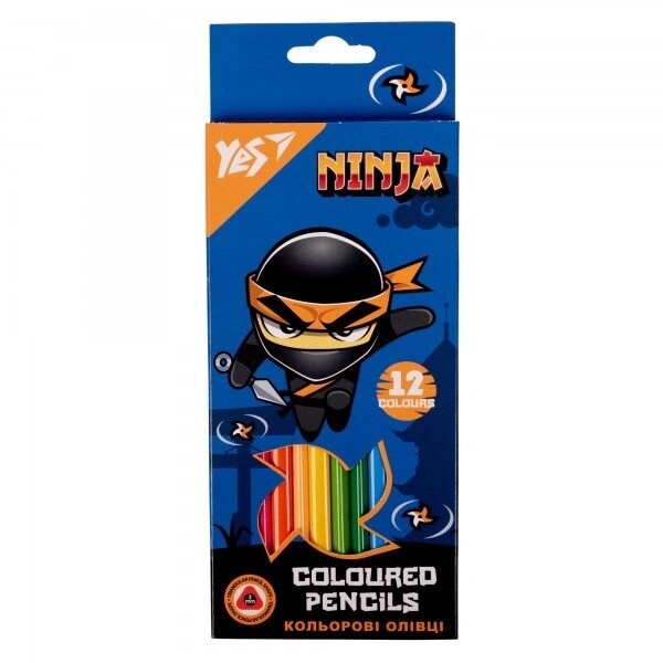 Набір кольорових олівців Yes Ninja 290703 12 кольорів від компанії Shock km ua - фото 1