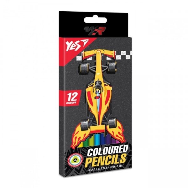 Набір кольорових олівців Yes Race Legend 290671 12 кольорів від компанії Shock km ua - фото 1