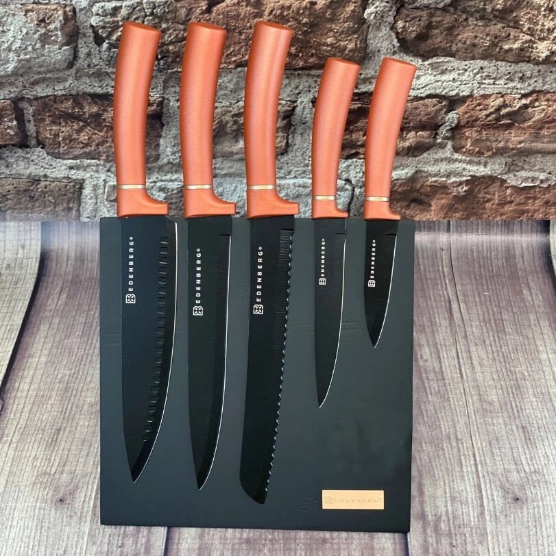 Набір кухонних ножів Edenberg EB-11007-Black 6 предметів чорний від компанії Shock km ua - фото 1