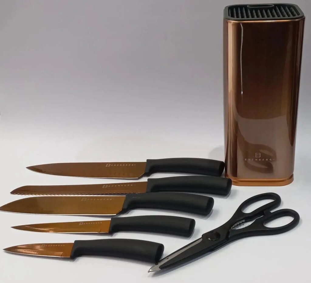 Набір кухонних ножів Edenberg EB-11026-Black 7 предметів чорний від компанії Shock km ua - фото 1