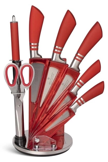 Набір кухонних ножів Edenberg EB-907 8 предметів червоний від компанії Shock km ua - фото 1