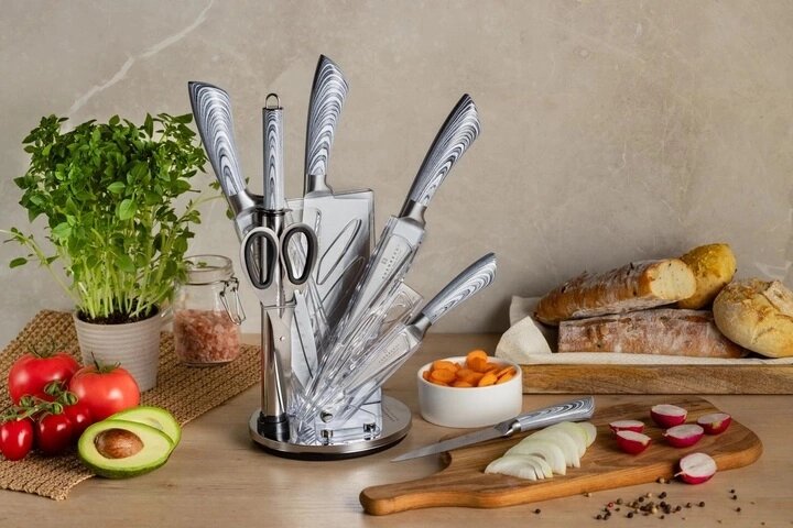 Набір кухонних ножів Edenberg EB-914 8 предметів сірий від компанії Shock km ua - фото 1