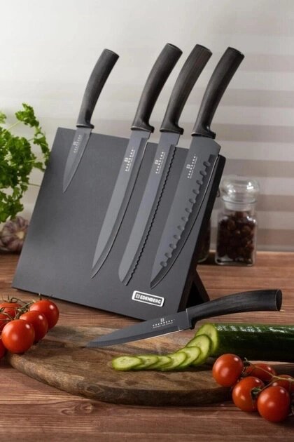 Набір кухонних ножів Edenberg EB-965 6 предметів чорний від компанії Shock km ua - фото 1