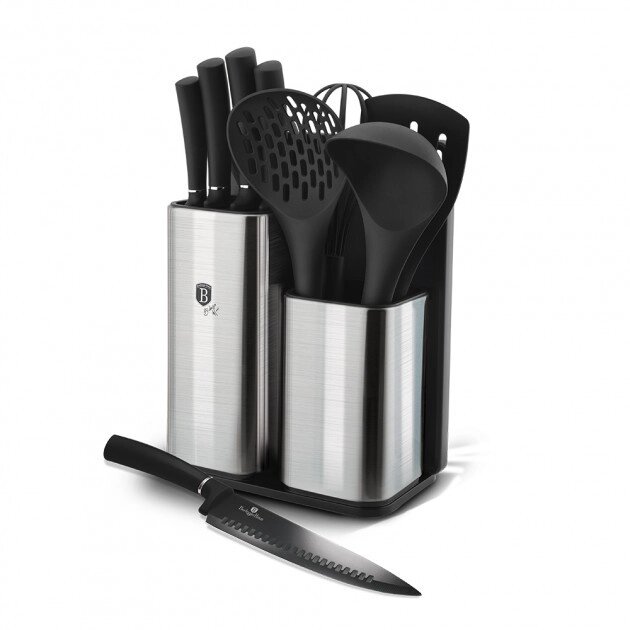 Набір кухонного приладдя і ножів Berlinger Haus Black Silver Collection BH-6247 12 предметів від компанії Shock km ua - фото 1