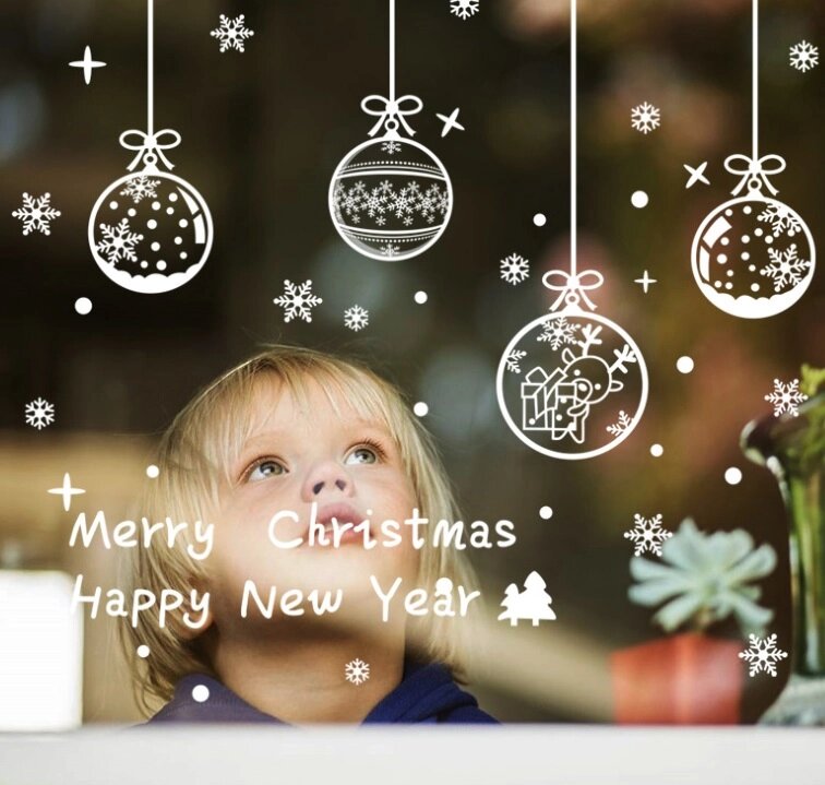 Набір новорічних наклейок на вікно Merry Christmas 4 13749 30х43 см 2 листа від компанії Shock km ua - фото 1