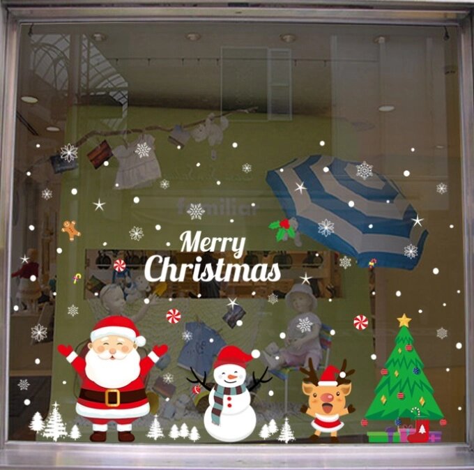 Набір новорічних наклейок на вікно New Year 2 13781 50х70 см 1 лист від компанії Shock km ua - фото 1