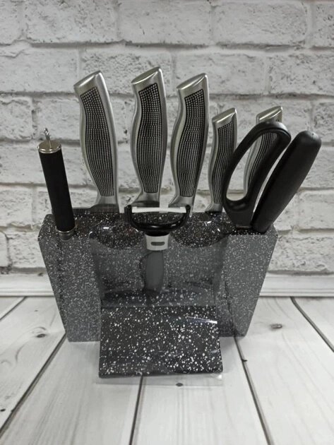 Набір ножів Edenberg EB-3614 9 предметів графіт від компанії Shock km ua - фото 1