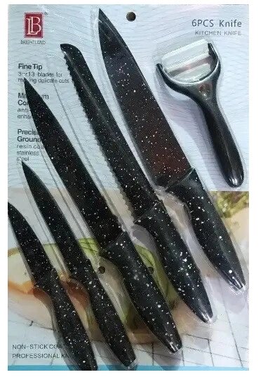 Набір ножів Frico FRU-909-Black 6 предметів чорний від компанії Shock km ua - фото 1