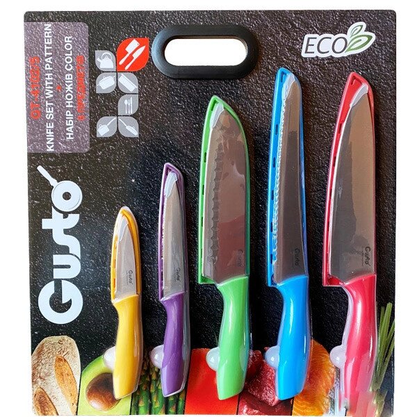 Набір ножів Gusto Color GT-4102-5 5 предметів від компанії Shock km ua - фото 1