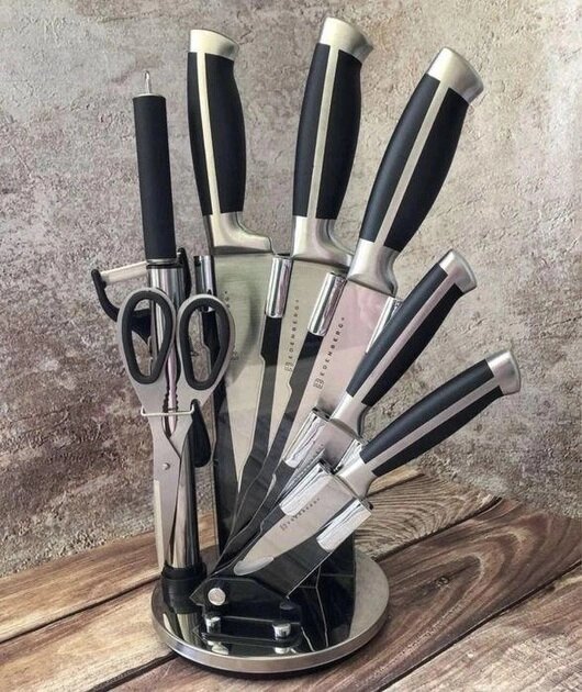 Набір ножів на підставці Edenberg EB-3611 8 предметів чорний від компанії Shock km ua - фото 1