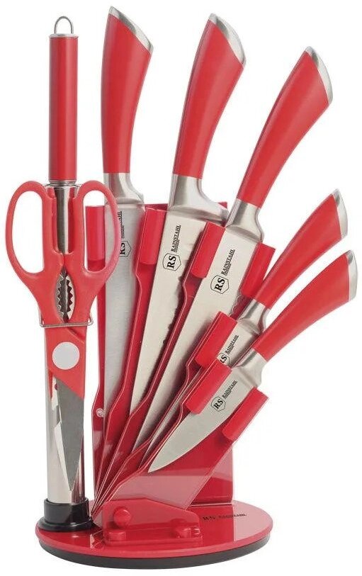 Набір ножів Rainstahl RS-KN-8002-08 8 предметів червоний від компанії Shock km ua - фото 1
