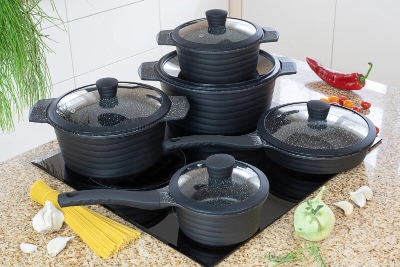 Набір посуду Edenberg Black 1 EB-9185 10 предметів від компанії Shock km ua - фото 1