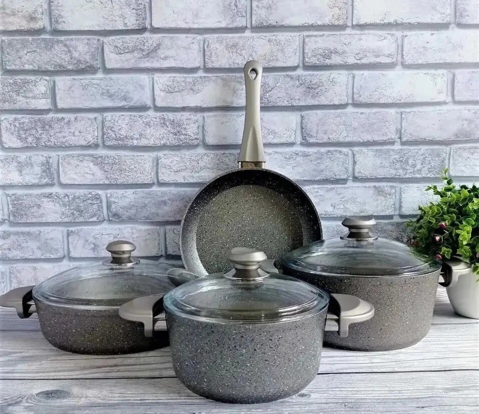 Набір посуду OMS 3005-01-02-Grey 7 предметів сірий від компанії Shock km ua - фото 1