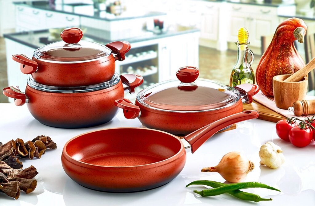Набір посуду OMS 3017-Red 7 предметів від компанії Shock km ua - фото 1