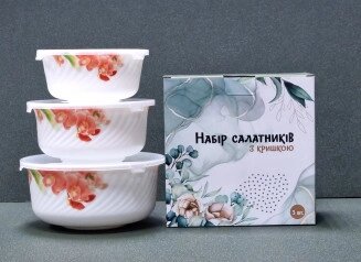 Набір салатників з кришкою SNT Орхідея Ванда 30053-1307 6 предметів від компанії Shock km ua - фото 1