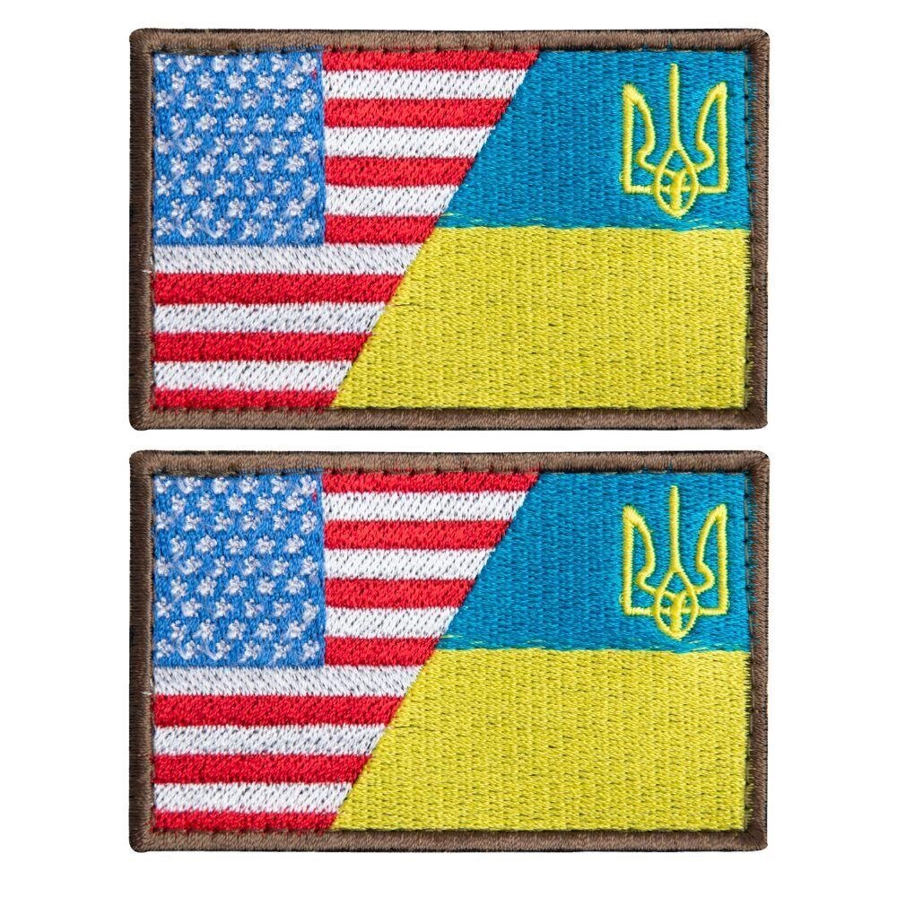 Набір шевронів 2 шт. із липучкою Прапор України та США 5х8 см від компанії Shock km ua - фото 1