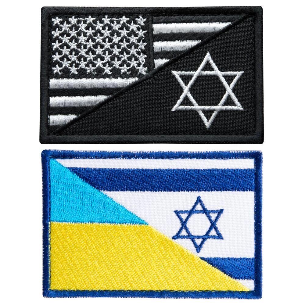Набір шевронів 2 шт. на липучці Прапор України та Ізраїля, США, вишитий патч від компанії Shock km ua - фото 1