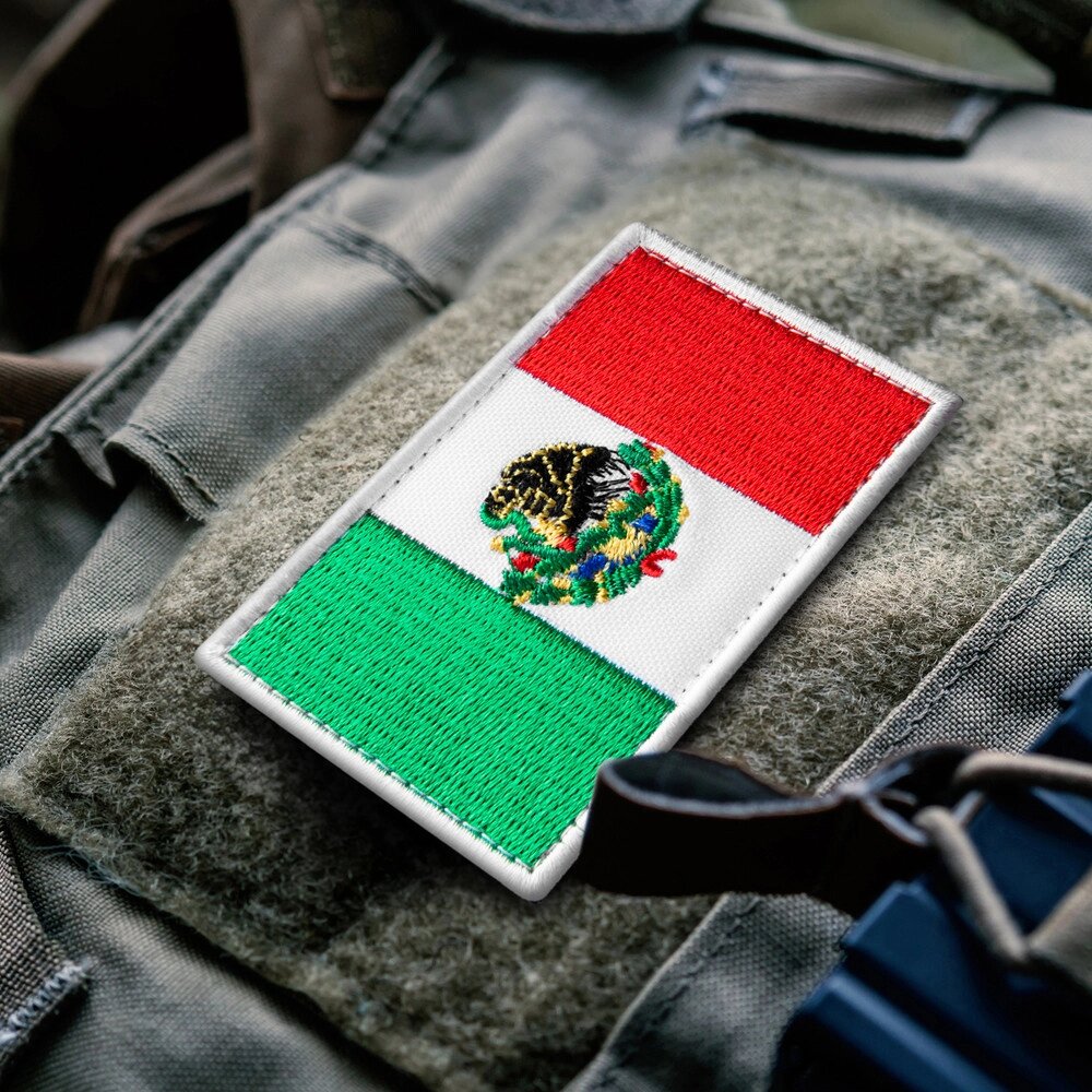 Набір шевронів 2 шт. нашивка з липучкою Прапор Мексики 5х8 см, вишитий патч від компанії Shock km ua - фото 1