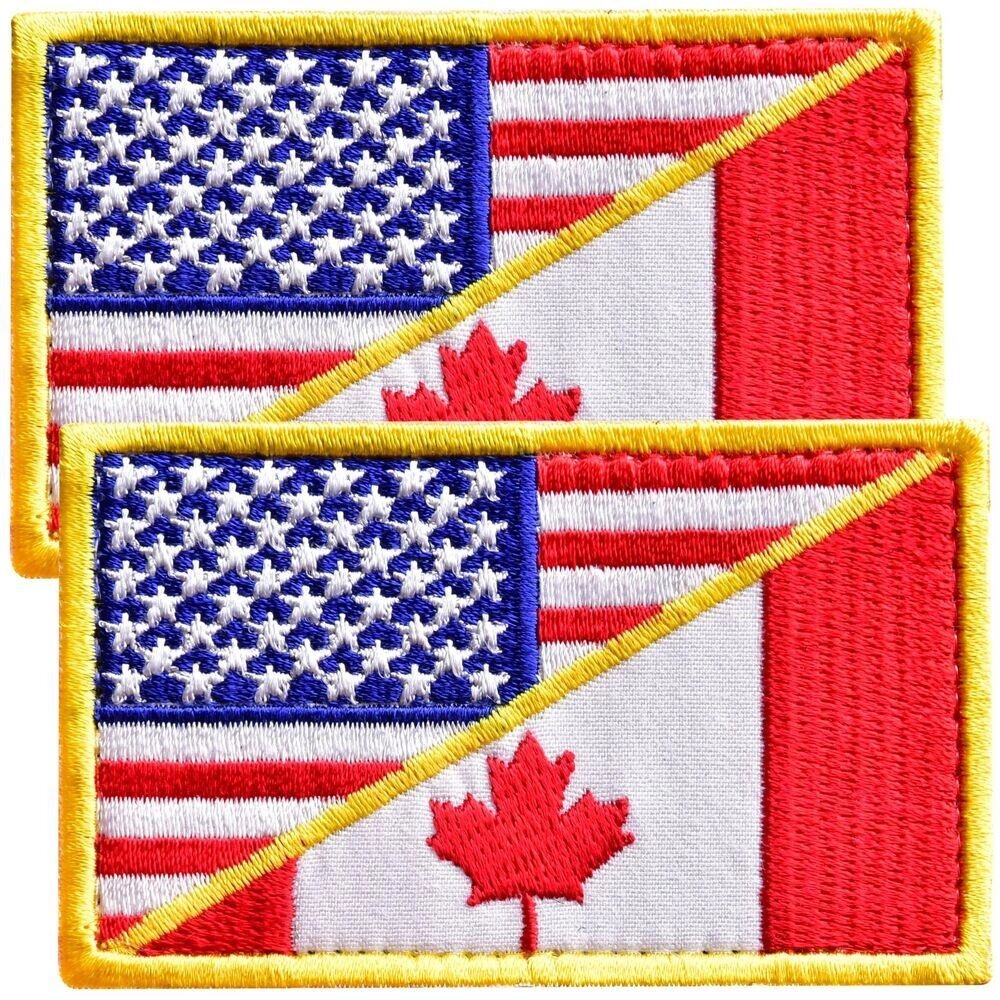 Набір шевронів 2 шт. з липучкою Прапор США і Канади 5х8 см, вишитий патч нашивка від компанії Shock km ua - фото 1