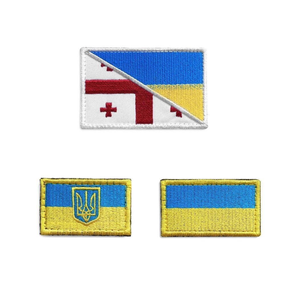 Набір шевронів нашивок на липучці Прапор України та Грузії, вишитий патч, 3 шт від компанії Shock km ua - фото 1