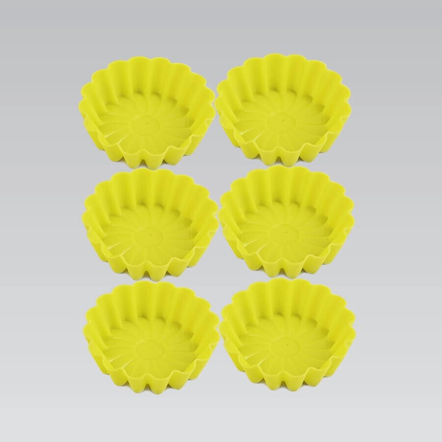 Набір силіконових форм для випічки Maestro MR-1176-yellow 6 предметів 8 см жовтий від компанії Shock km ua - фото 1