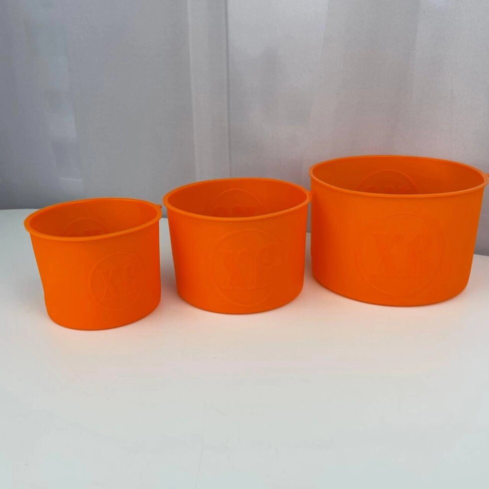 Набір силіконових форм для випікання пасхи 6750 3 предмети помаранчеве від компанії Shock km ua - фото 1