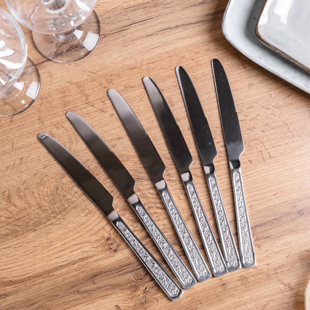 Набір столових ножів 6 шт нержавіюча сталь гальванічне покриття від компанії Shock km ua - фото 1