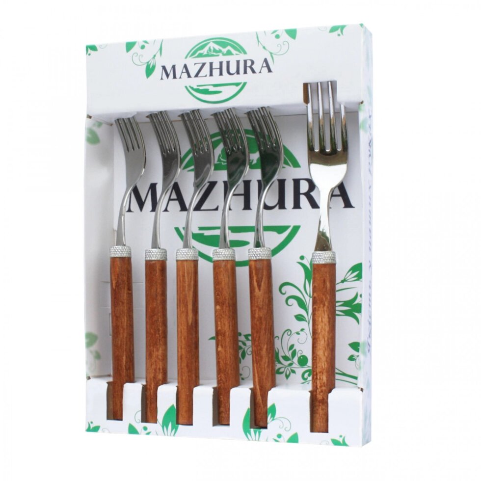 Набір столових виделок Mazhura Wood Walnut MZ-505658 6 шт від компанії Shock km ua - фото 1
